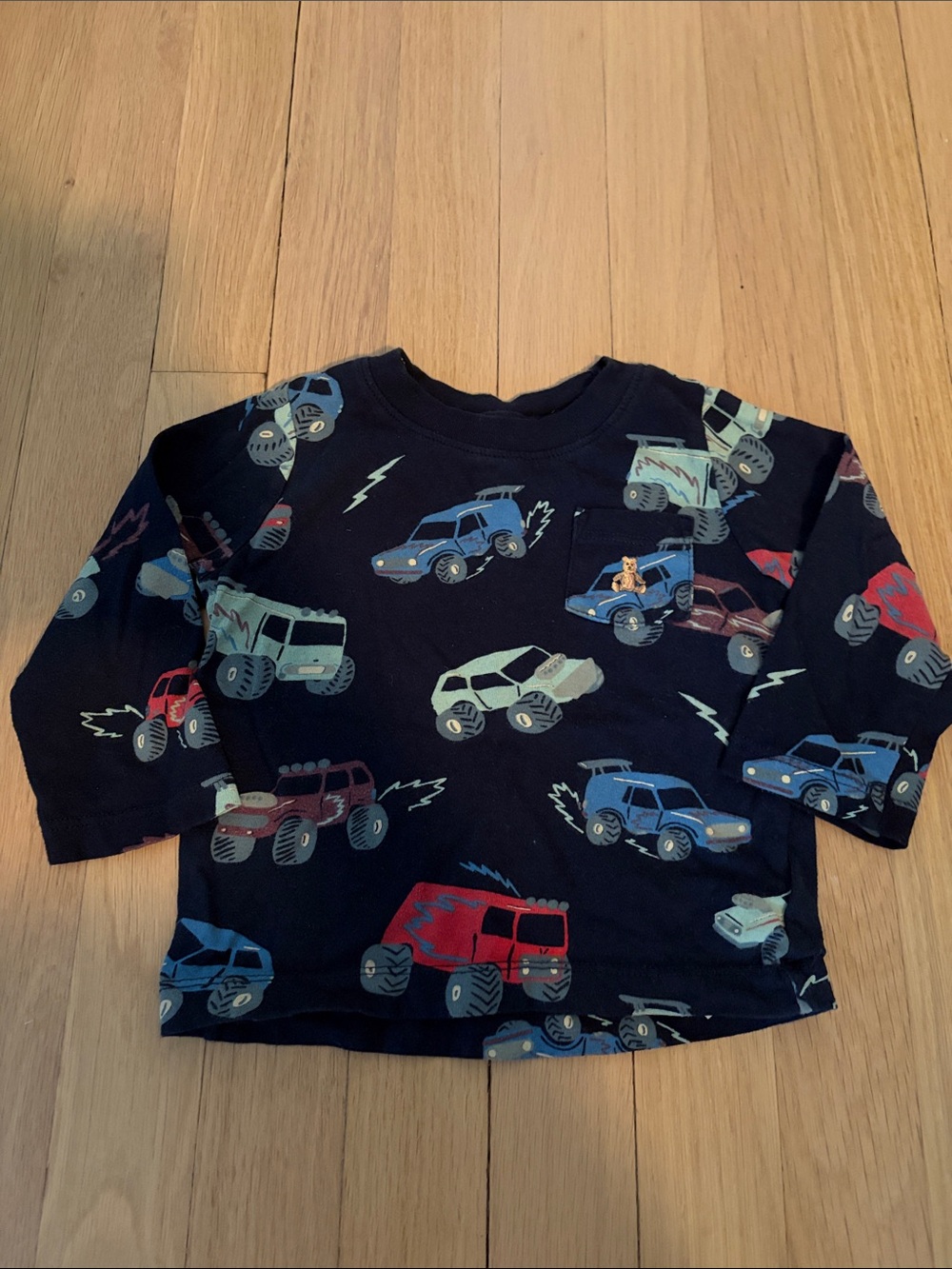 Toddler Navy Blue Truck Print Long-Sleeve Shirt